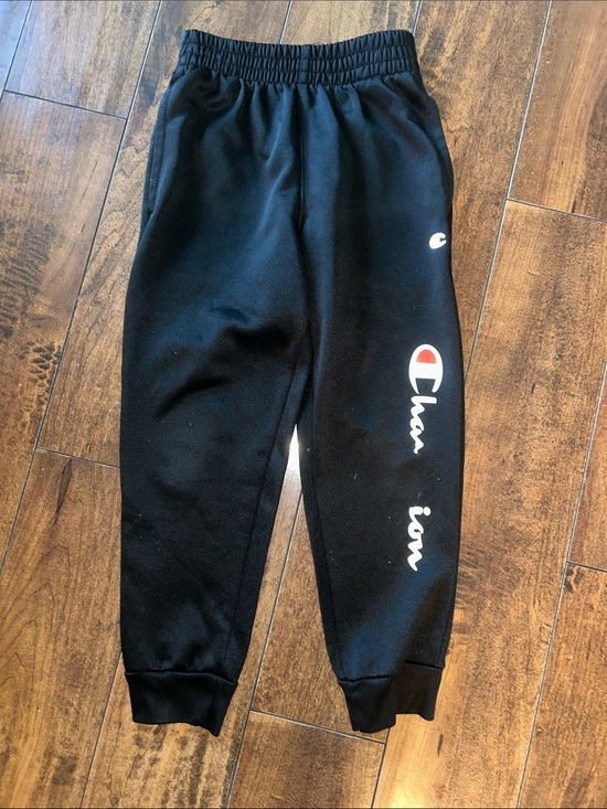Champion Other - Champion Kids Black Jogger Sweatpants with White & Red Logo